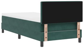 Cama Box Spring com Colchão Verde Escuro 90x200 cm Veludo
