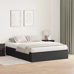 Cama com Arrumação vidaXL Madeira Preta 140x200 cm