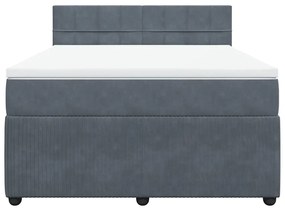 Cama com molas/colchão 160x200 cm veludo cinzento-escuro