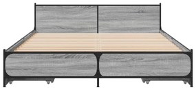 Estrutura de cama c/ gavetas derivados madeira cinza sonoma