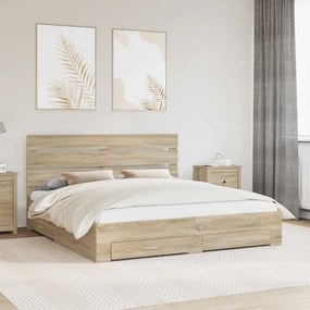 vidaXL Estrutura da Cama com gaveta Carvalho Sonoma 200 x 200 cm