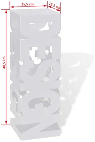 Suporte guarda-chuvas/de armazenamento quadrado branco aço 48,5 cm