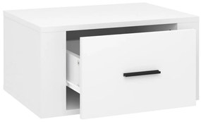 Mesa de cabeceira de parede 50x36x25 cm branco brilhante