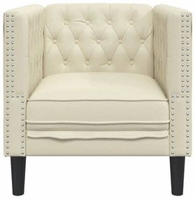 Sofá chesterfield couro artificial creme