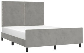 Estrutura de cama sem colchão 140x200 cm veludo cinzento-claro