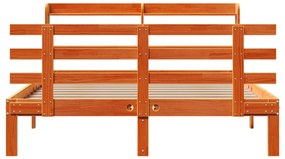 Estrutura cama c/ cabeceira 140x190cm pinho maciço castanho-mel