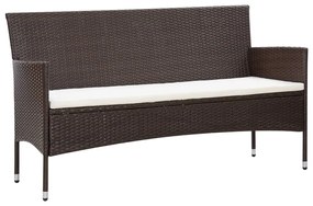 5 pcs conjunto lounge jardim c/ almofadões vime PE castanho