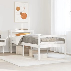 vidaXL Cama para idosos com cabeceira 90x190 cm pinho maciço branco