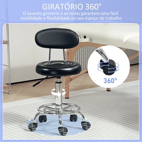 Banco Giratório com Rodas e Encosto Banco de Trabalho com Altura Ajust