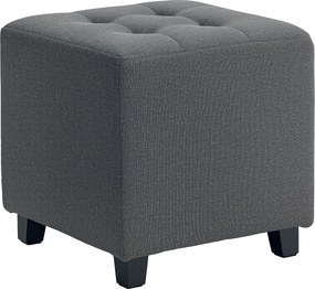 HOMCOM Apoio para os Pés Sala de Estar Banco Estofado em Linho com Bolso Lateral Tampa com Botões 35x35x35 cm Cinzento | Aosom Portugal