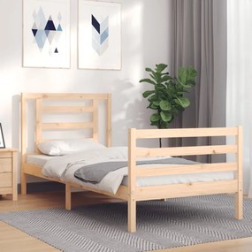 vidaXL Estrutura cama de solteiro c/ cabeceira madeira maciça