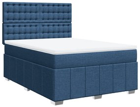 Cama com molas/colchão 140x200 cm tecido azul