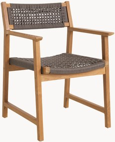 Cadeiras com braços de jantar para jardim em madeira de teca Cancun, conjunto de 2