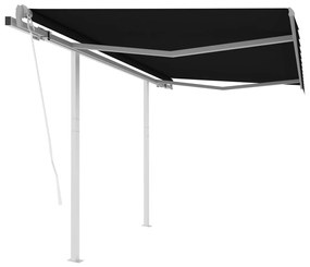 Toldo retrátil automático com postes 3x2,5 m antracite