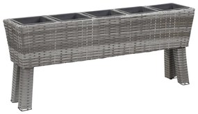 vidaXL Floreira jardim c/ pernas 5 vasos 118x25x50cm vime PE cinzento