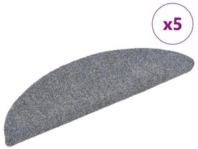 Tapetes de escada autoadesivos 5 pcs 56x17x3 cm cinzento-claro