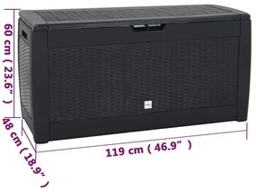 Caixa de arrumação jardim 119x48x60 cm polipropileno antracite