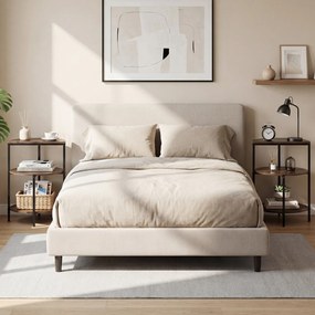 Mesa apoio redonda com 3 estantes 43 x 43 x 63 cm, Estrutura metálica, ideal para o quarto, sala e espaços pequenos, em Castanho rústico