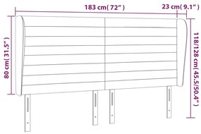 Cabeceira cama c/ abas veludo 183x23x118/128 cm cinzento-claro
