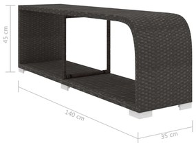 11 pcs conjunto lounge de jardim c/ almofadões vime PE preto