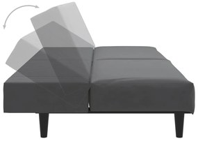 Sofá-cama de 2 lugares veludo cinzento-escuro