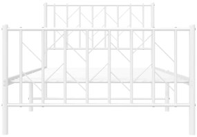 Estrutura de cama com cabeceira e pés 100x200 cm metal branco