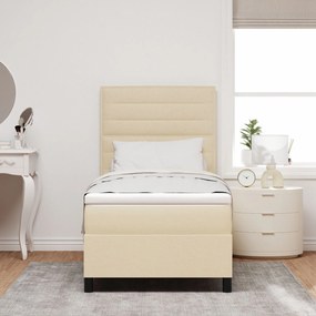 Cama Box com Colchão Creme 90x200 cm Tecido