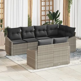 vidaXL Conjunto de Sofá de Jardim 7 pcs Cinzento-claro vime PE