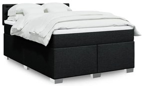 Cama com molas/colchão 140x190 cm tecido preto