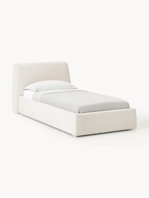 Cama de solteiro em bouclé com arrumação Cloud