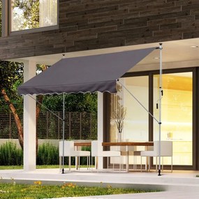 Toldo Portátil com Manivela e Altura Regulável - 3x1,5m - Cinzento