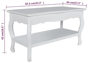 Mesa de centro com 2 prateleiras MDF branco