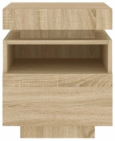 Mesa de cabeceira com luzes LED 40x39x48,5 cm carvalho sonoma