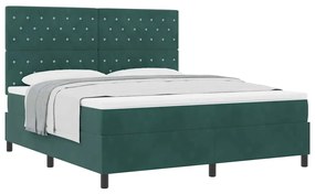 Cama Box Spring vidaXL com Colchão Verde Escuro Super King Veludo