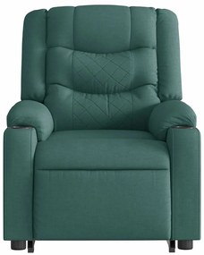 Poltrona reclinável elevatória de massagens tecido verde-escuro