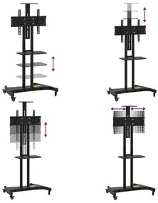 Suporte de TV c/ rodas ecrãs de 32-70" Max VESA 600x400mm 60kg