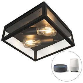 LED Luminária de teto exterior inteligente industrial preta com 2 ST64 WiFi - Rotterdam Moderno