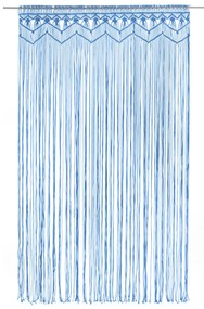 Cortina macramé 140x240 cm algodão azul