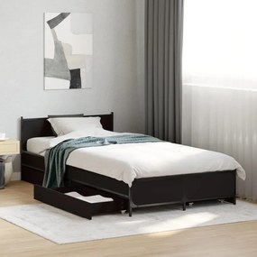 Estrutura cama c/ gavetas 90x190 cm derivados de madeira preto