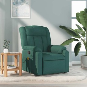 Poltrona de massagens reclinável tecido verde-escuro
