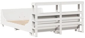 Cama sem colchão 140x200 cm madeira de pinho maciça branco