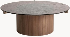 Mesa de centro redonda em madeira com tampo de vidro Giswil