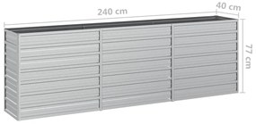 Canteiro elevado de jardim 240x40x77cm aço galvanizado prateado