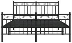 Estrutura de cama com cabeceira e pés 140x190 cm metal preto