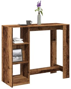vidaXL Mesa de bar com prateleiras derivados de madeira madeira velha