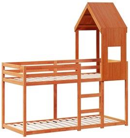 Beliche com telhado 90x190 cm pinho maciço castanho-mel