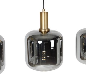 LED Candeeiro de suspensão preto com dourado e vidro fumê incl. 4 PUCC - Zuzanna Design
