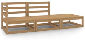 vidaXL 3 pcs conjunto lounge de jardim pinho maciço castanho mel