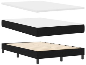 Cama com Box Spring com Colchão e Banco Preto 120x190 cm Tecido