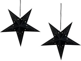 Conjunto de 2 estrelas de papel com LED em veludo preto 45 cm MOTTI Beliani